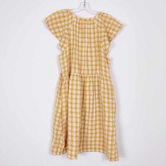 Old Navy Women's Yellow Plaid Cotton Dress - Size Large Tall Picnic Al Fresco - Picture 5 of 11